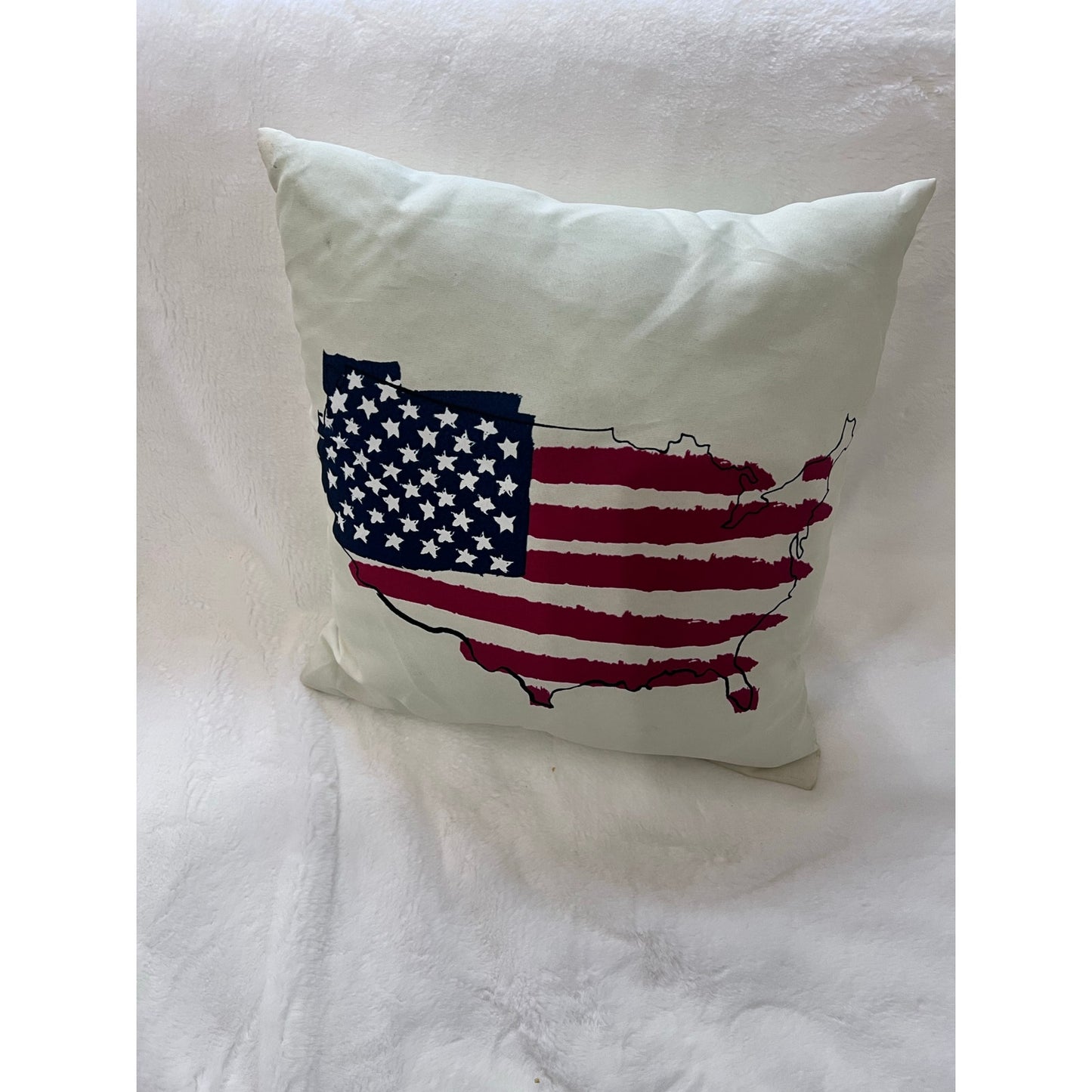 Mainstays Patriotic USA Map Throw Pillow July 4th Decor Multicolor