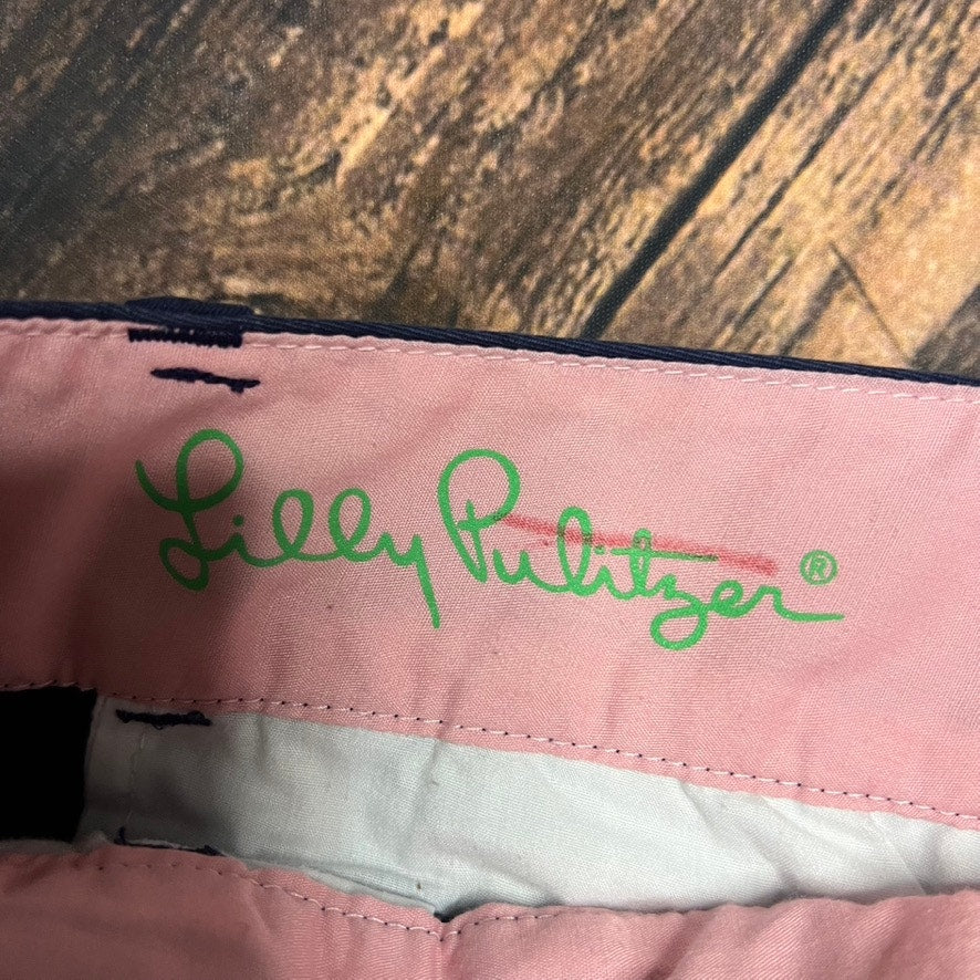 Lilly Pulitzer Women's Chino Barclay Shorts Blue Size 2 Flat Front Pockets