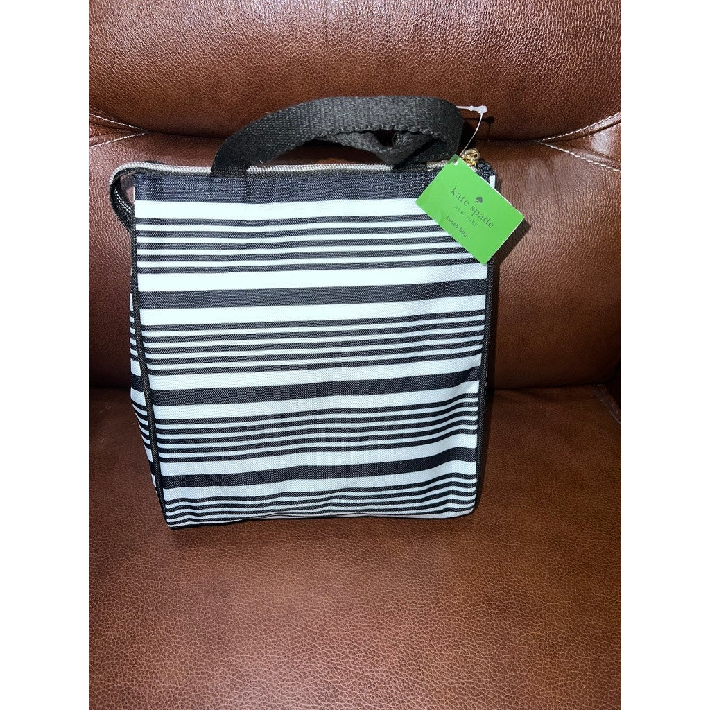 NWT Kate Spade Black & White Stripe Insulated Lunch Tote Bag