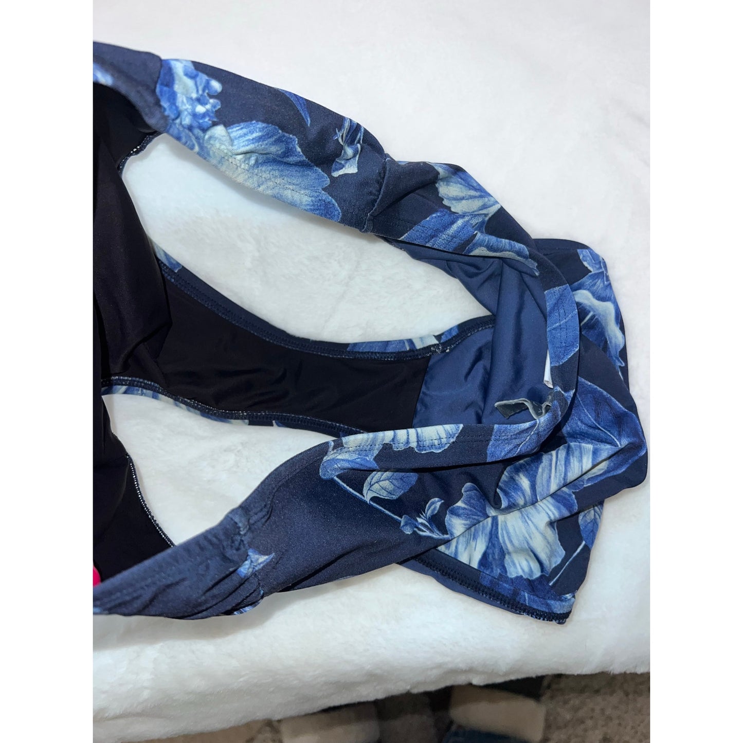 La Blanca Women's Blue Floral High Waist Shirred Bikini Bottoms Size 8
