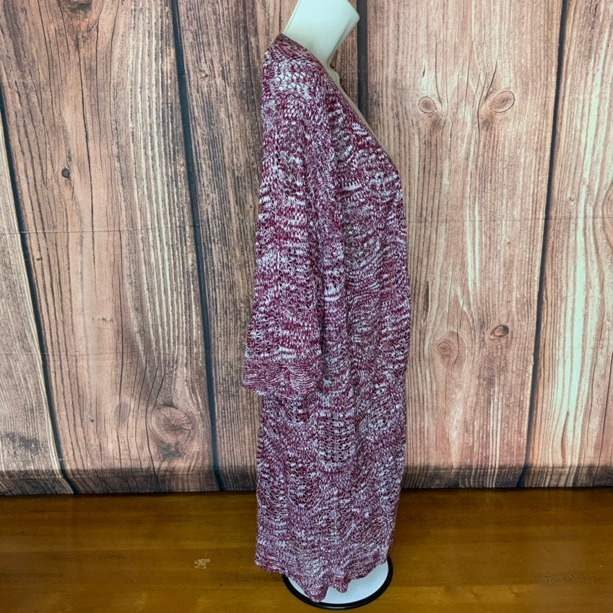 CJ Banks Cardigan Sweater Womens 3XL Burgundy White Marled