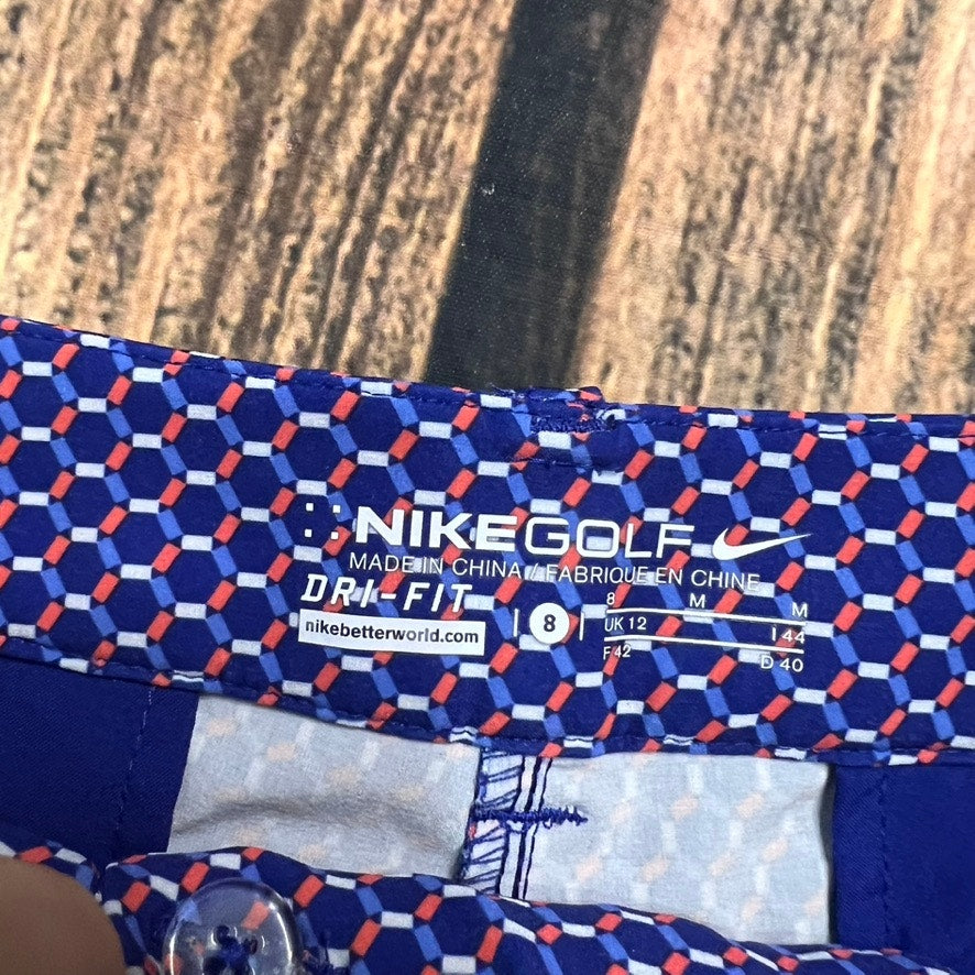 Nike Women's Size 8 Blue Geometric Dri-Fit Golf Shorts