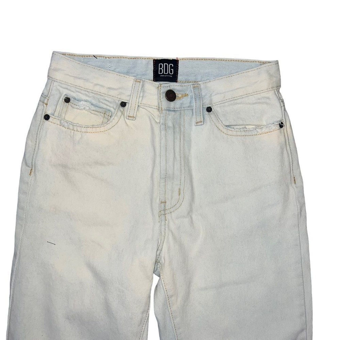 BDG Urban Outfitters Jeans Womens 24 White Slim Straight Raw Hem Frayed