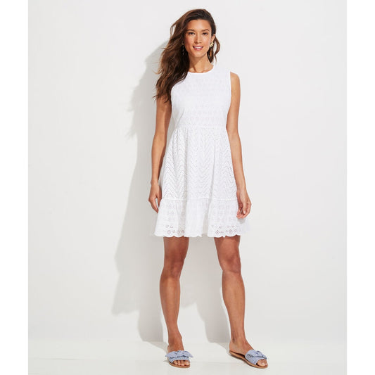 Vineyard Vines Women's Size 00 White Allamanda Eyelet Sleeveless Dress