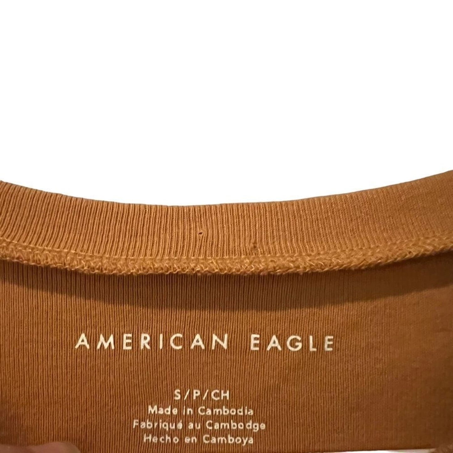 American Eagle Women’s Size Small Tan/Brown Short Sleeve Shirt