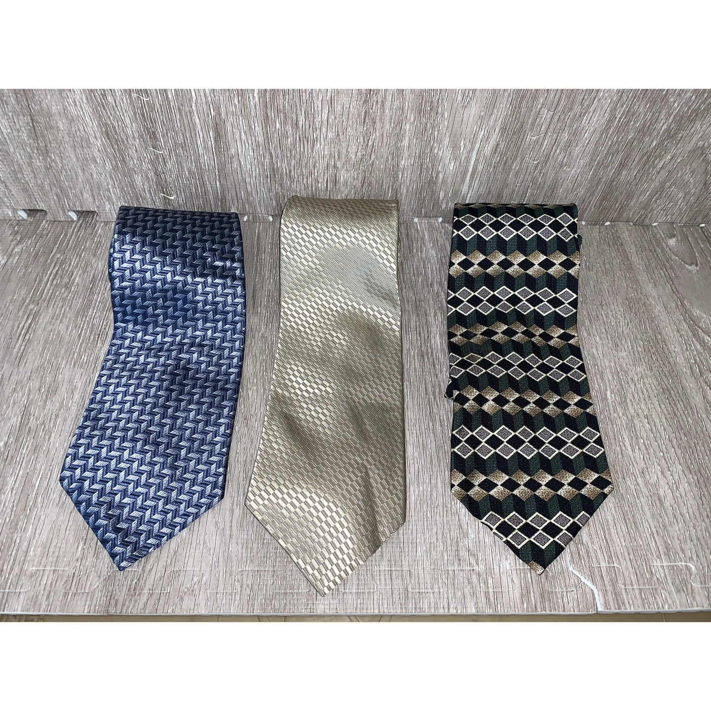 Geoffrey Beene Men's Silk Tie Set of 3 Multicolor Geometric Classic