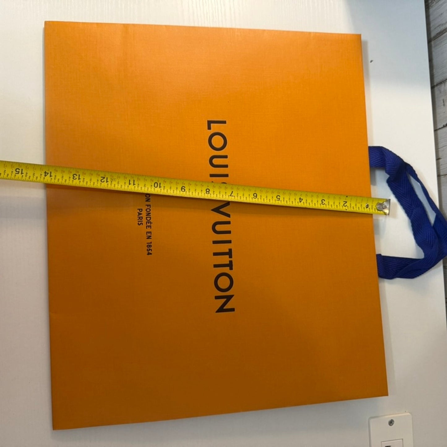 Louis Vuitton Large Shopping Gift Bag Orange Blue Ribbon Handles 16x13