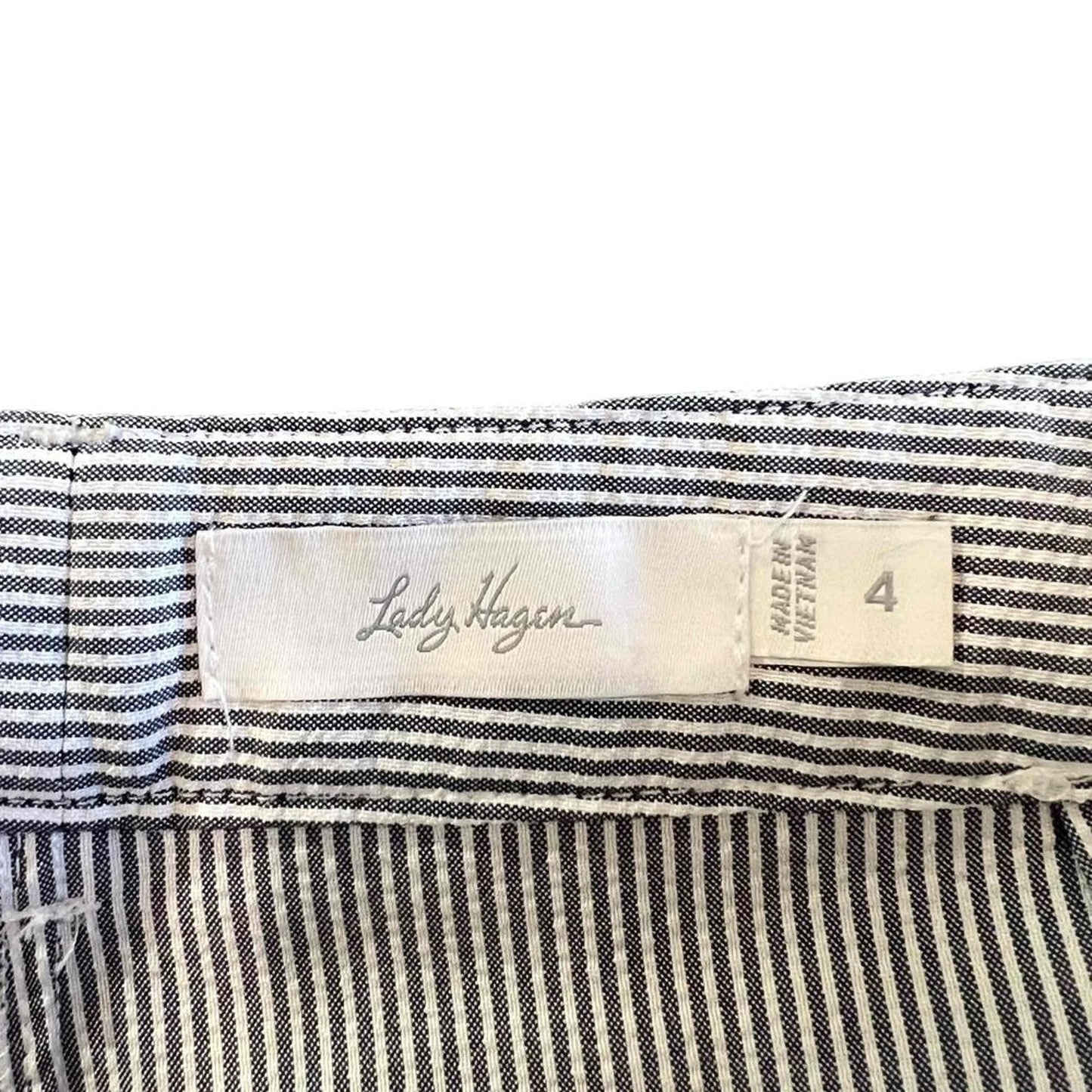 Lady Hagen Chino Shorts Womens Size 4 Blue White Stripe Flat Front Golf