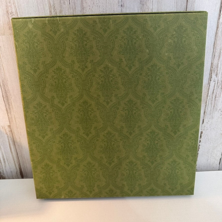 Gucci Gift Storage Box With Lid Green Damask Logo Large Square 13x12