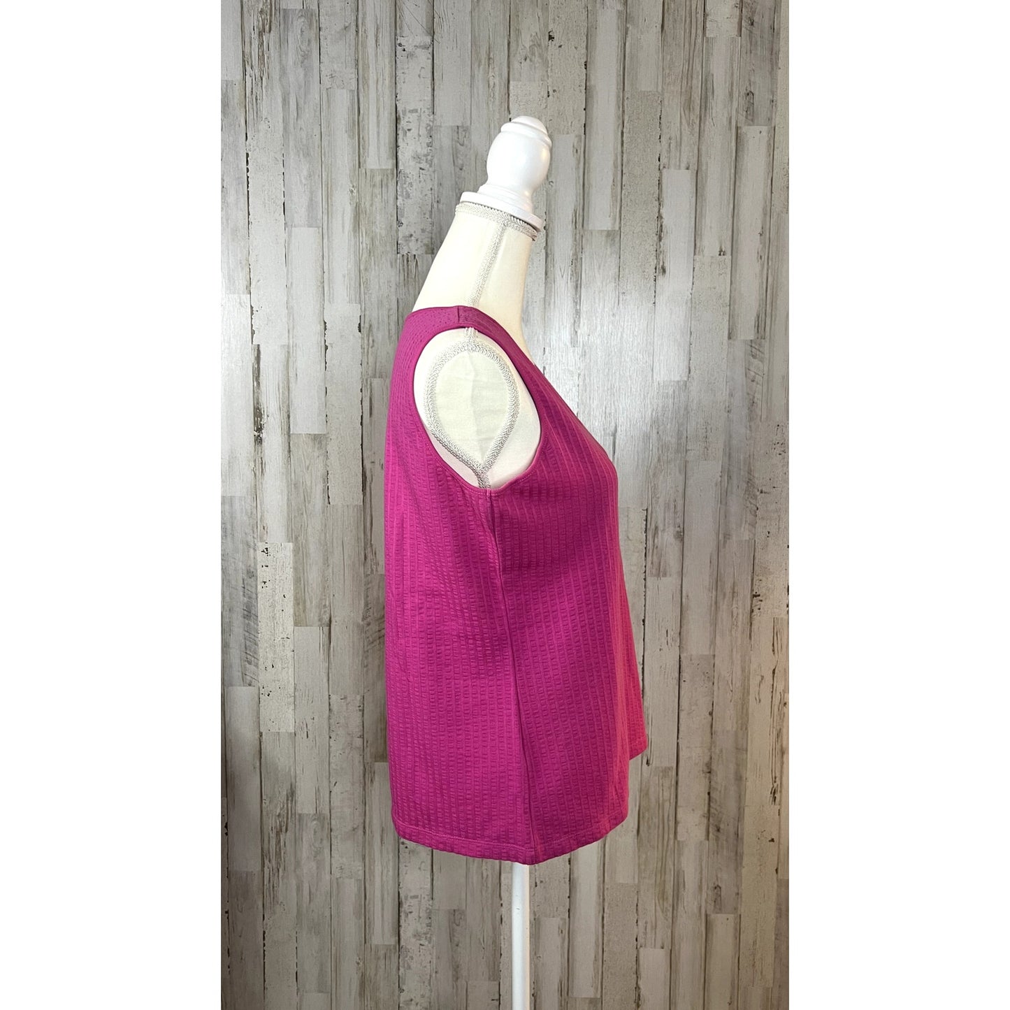 Kim Rogers Women's Ribbed V-Neck Tank Top Magenta Size Medium