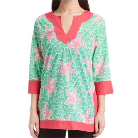 Simply Southern Women's Starfish Tunic Cover-Up Multicolor Size Large