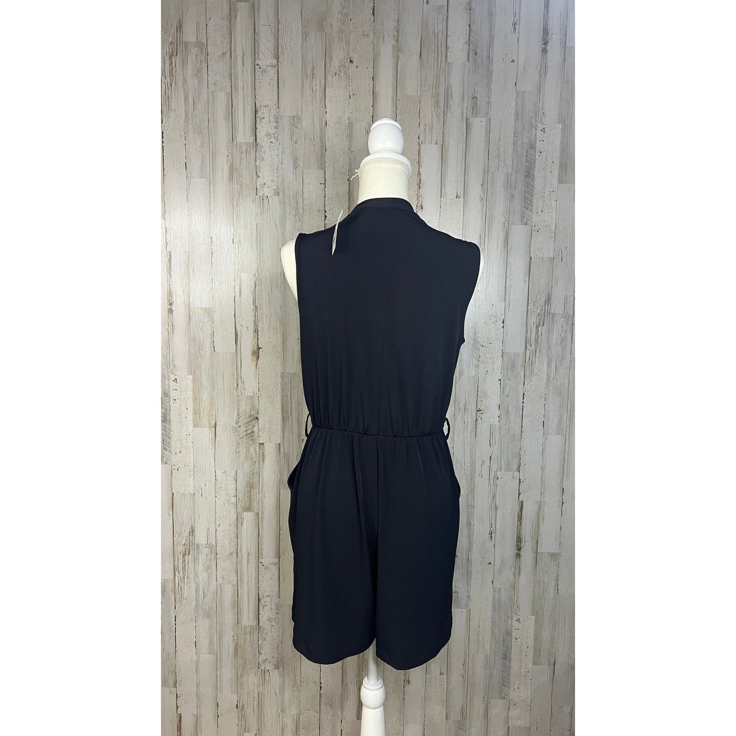 NWT NY&C Women's Medium Black Wrap V-Neck Sleeveless Romper Casual Party