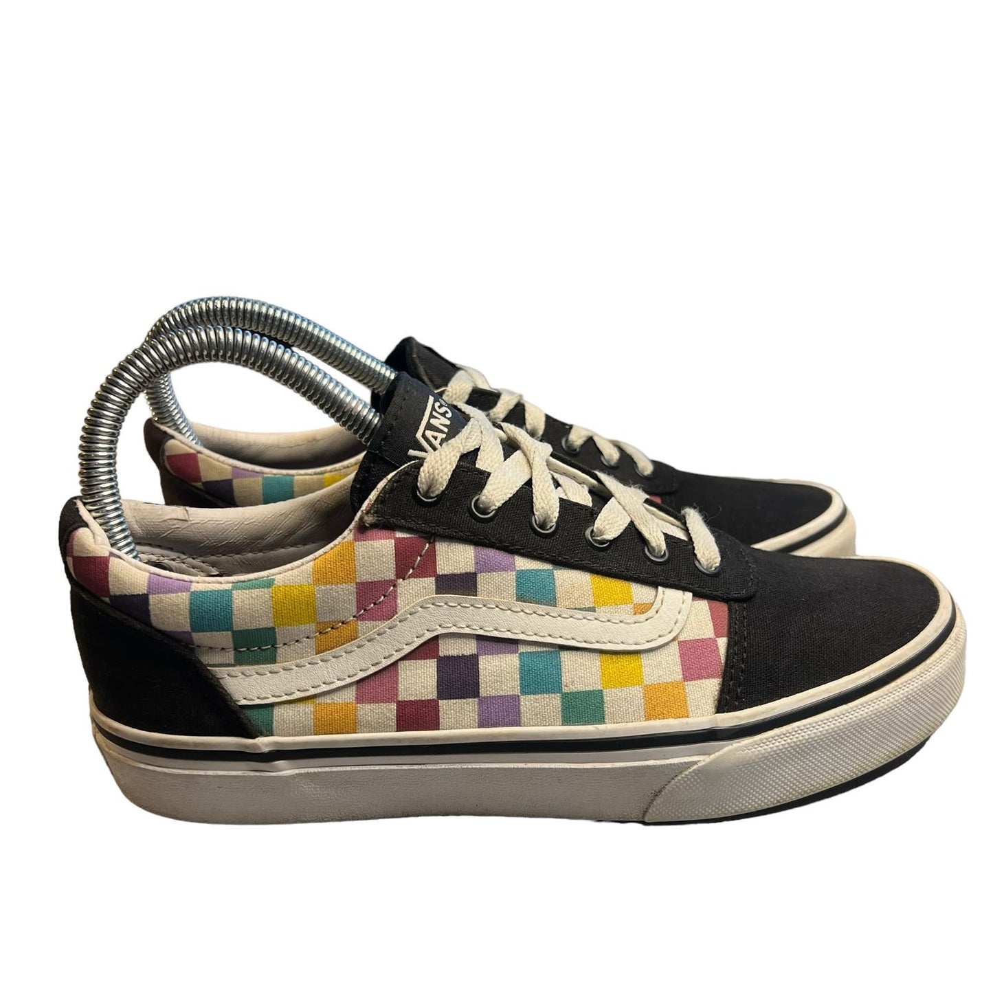 Vans Old Skool Rainbow Checkerboard Girl’s Missy 3 Sneakers Canvas Suede Low Top