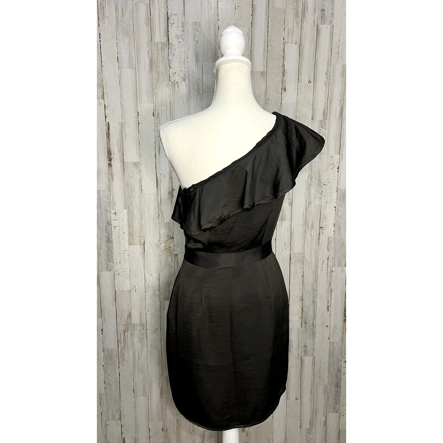 BCBGeneration Women's One Shoulder Ruffle Dress Black Size 6 Knee Length