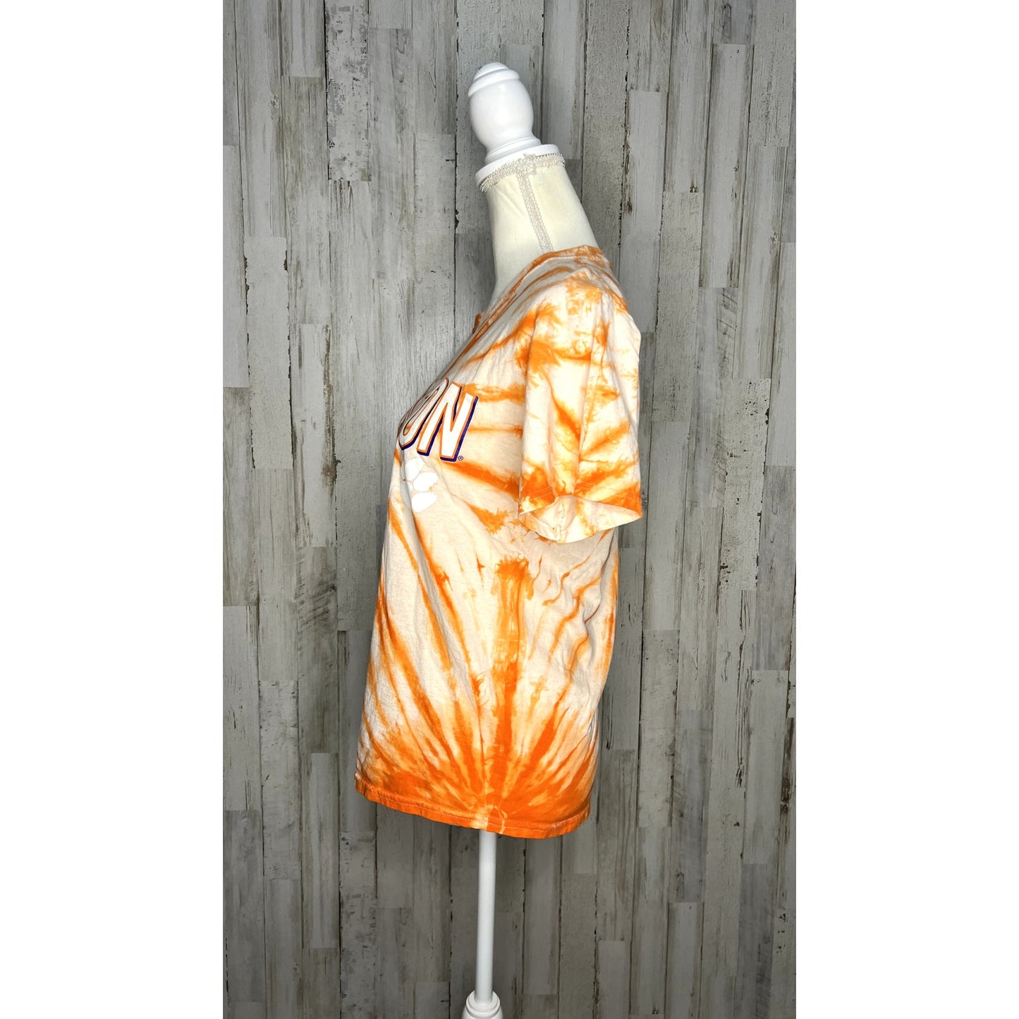 Women's Clemson Tigers Orange Tie-Dye T-Shirt Size Small Short Sleeve Casual