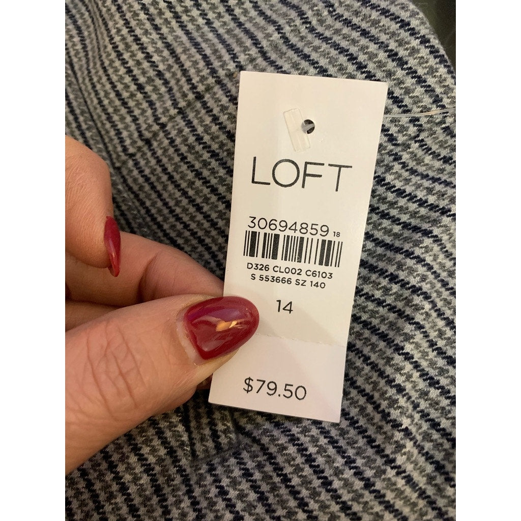 NWT Ann Taylor LOFT Women's Plaid Dress Pants Black Size 14