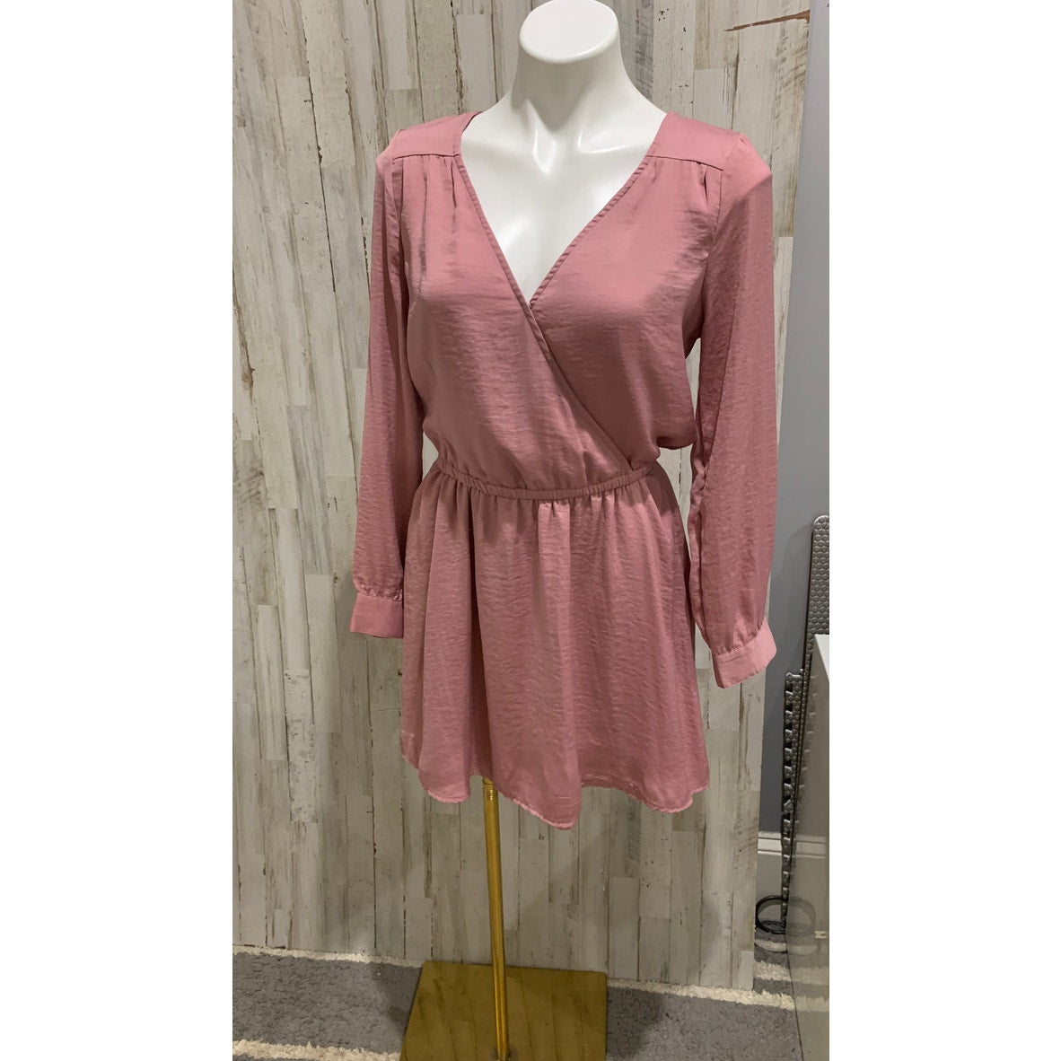 American Eagle Outfitters Dress Womens Small Tall Pink Faux Wrap