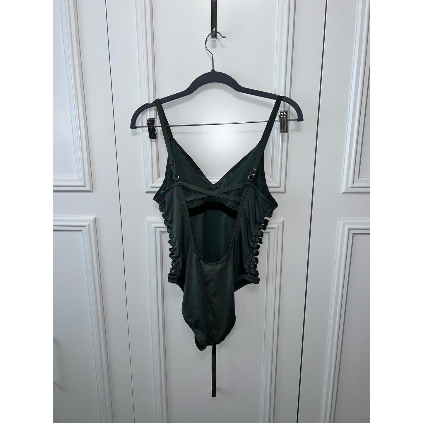Shade & Shore Women's Olive Green One Piece Swimsuit Medium Cutout Adjustable Straps