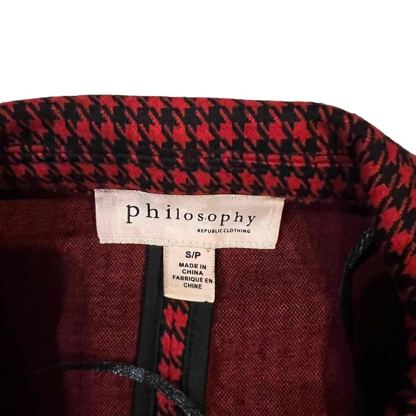 Philosophy Women's Red & Black Houndstooth Blazer Jacket Size Small