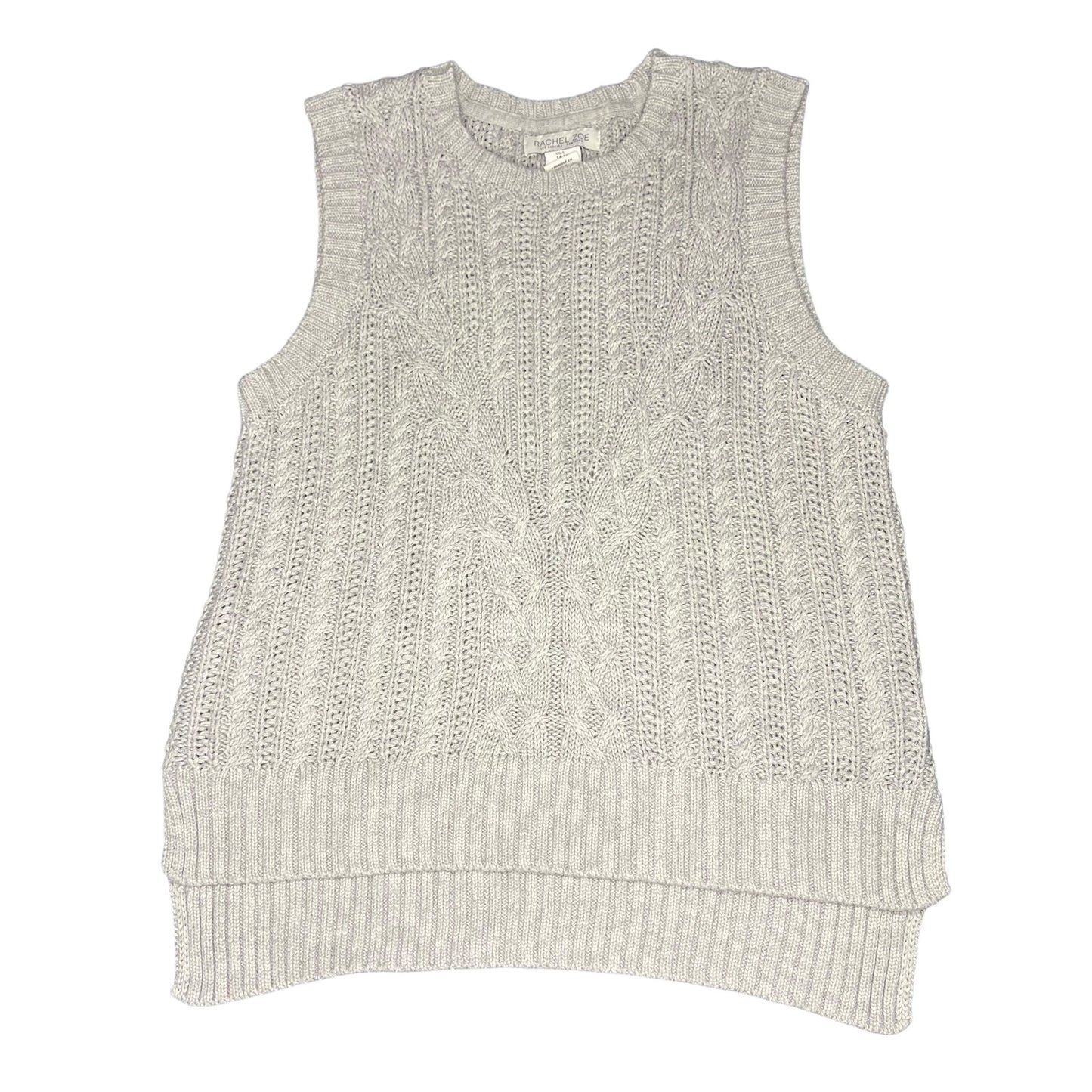 Rachel Zoe Women's Small Grey Cable Knit Sleeveless Sweater Vest Casual Preppy