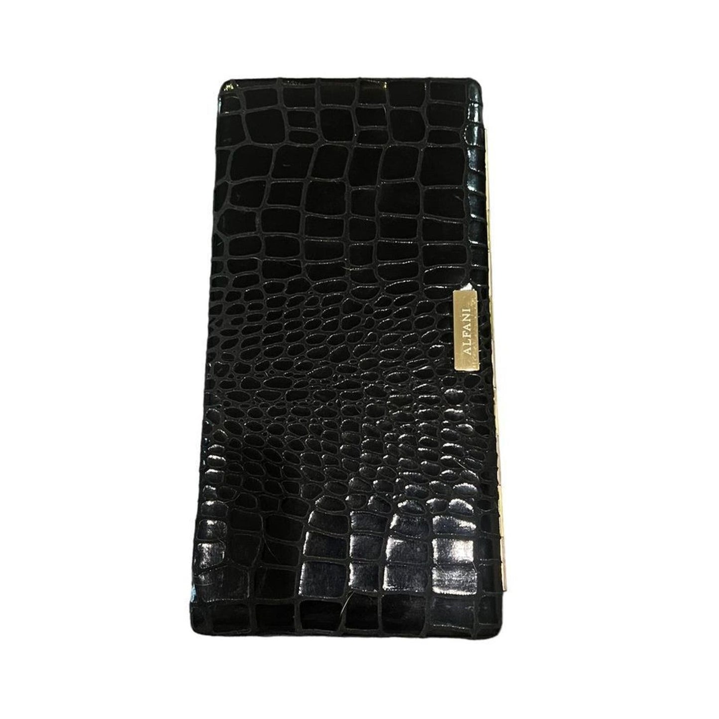 NWT Alfani Black Faux Croc Leather Clutch