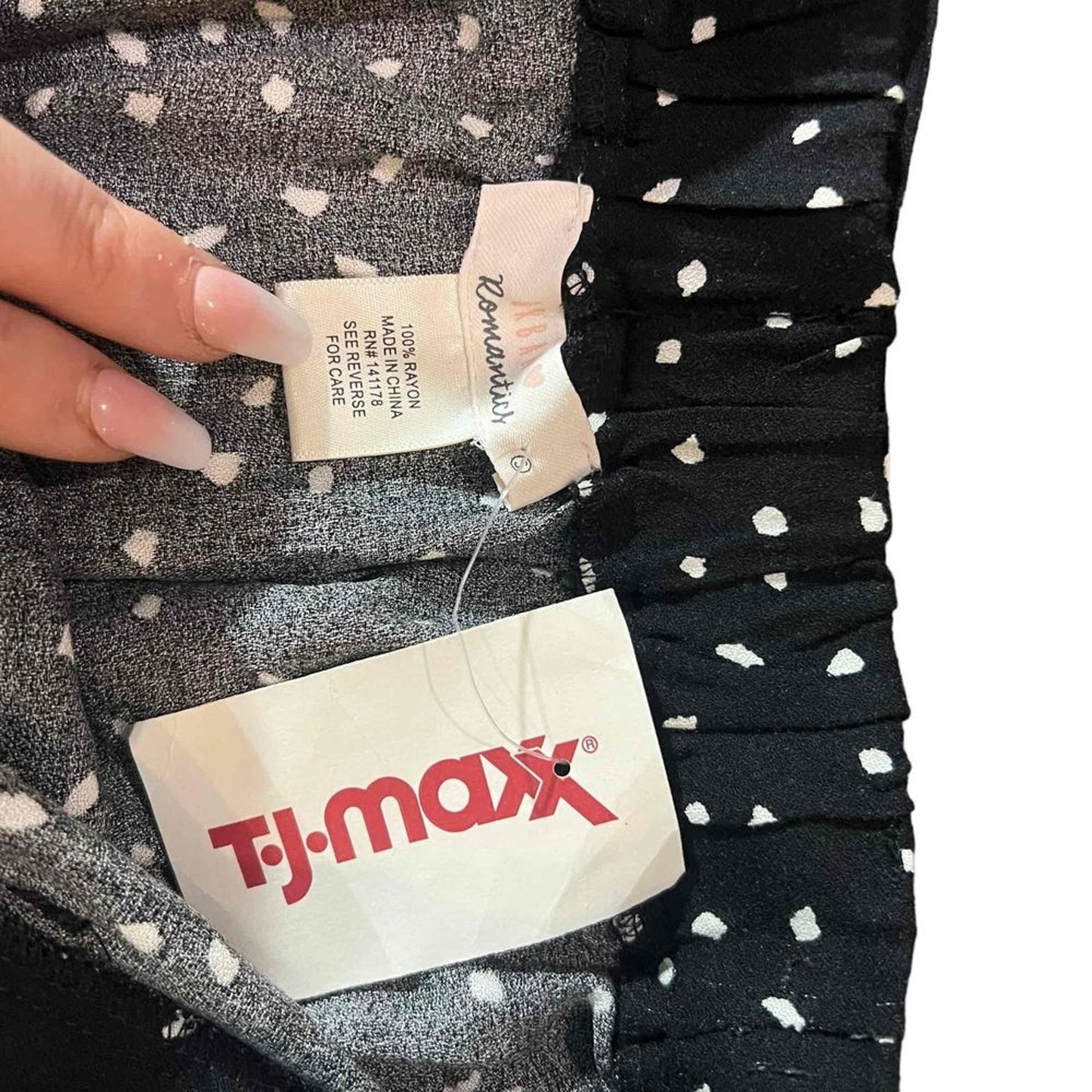 NWT Urban Romantics Black/White Polka Dots Tie-Waist Ruffled Skirt Size Large
