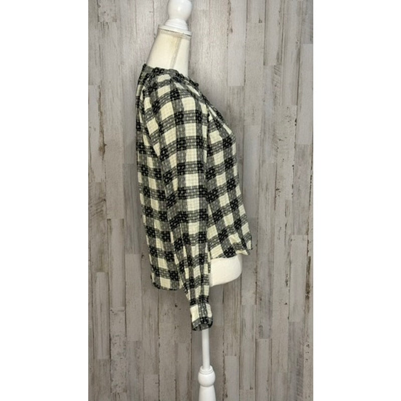 Anthropologie Pilcro Women's Plaid Button-Up Shirt Black Size Small