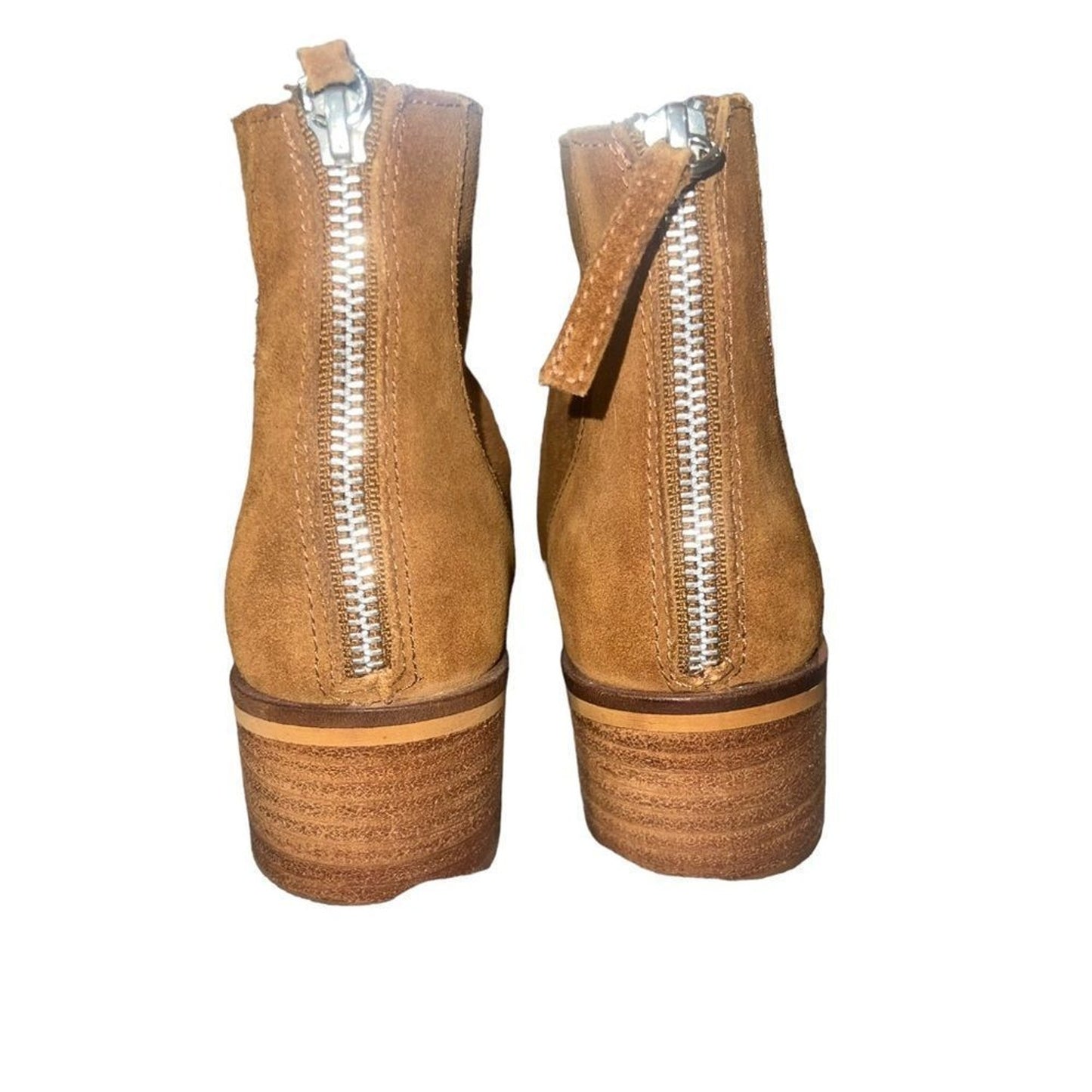 NWOT Steve Madden Legally Ankle Booties Womens 5.5 Brown Back Zip Block Heel