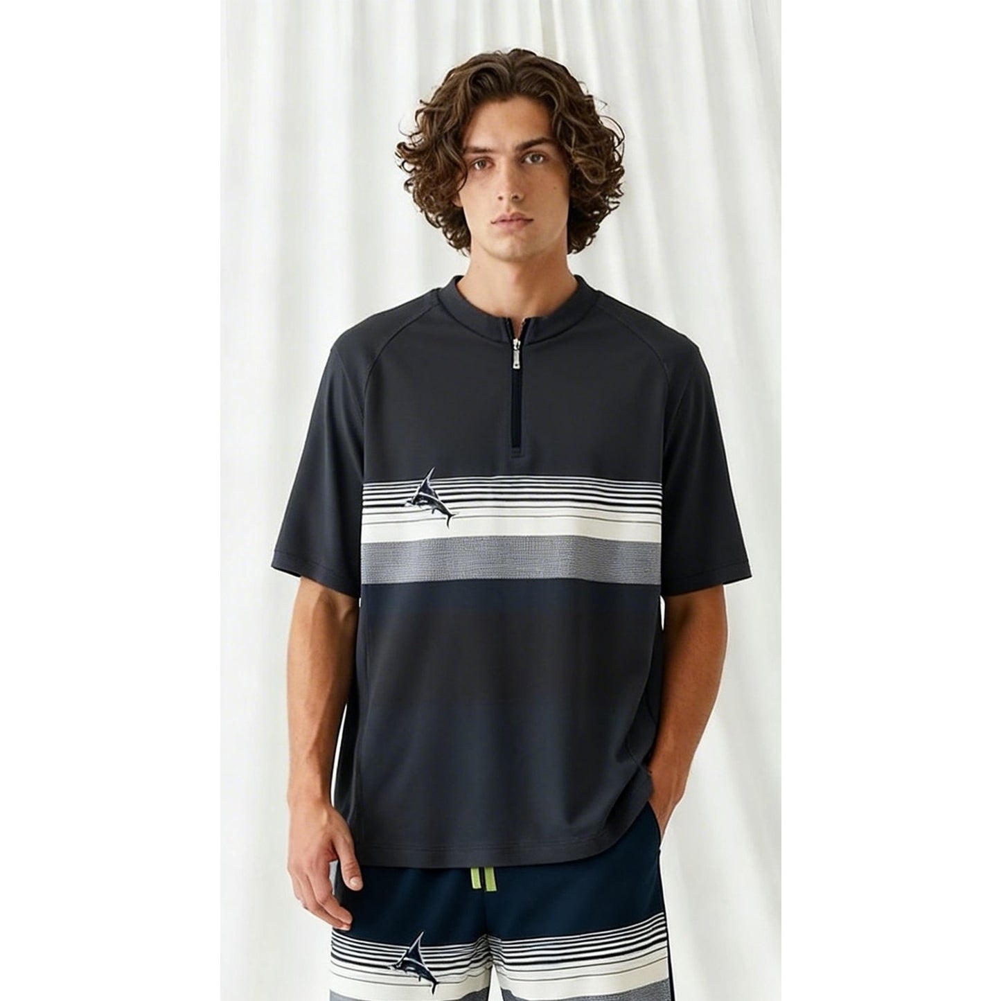 Tommy Bahama Polo Shirt Mens XL Gray Half-Zip IslandActive Golf Travel