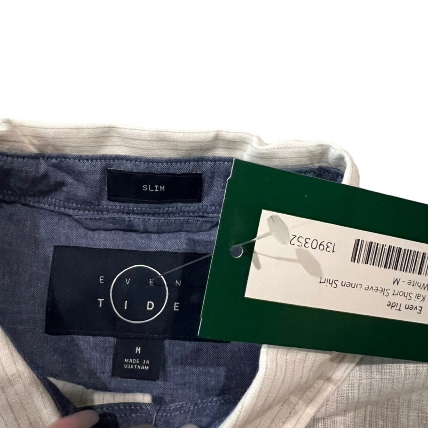 NWT Even Tide Kai Shirt Men's Medium White Slim Fit Short Sleeve Button Up