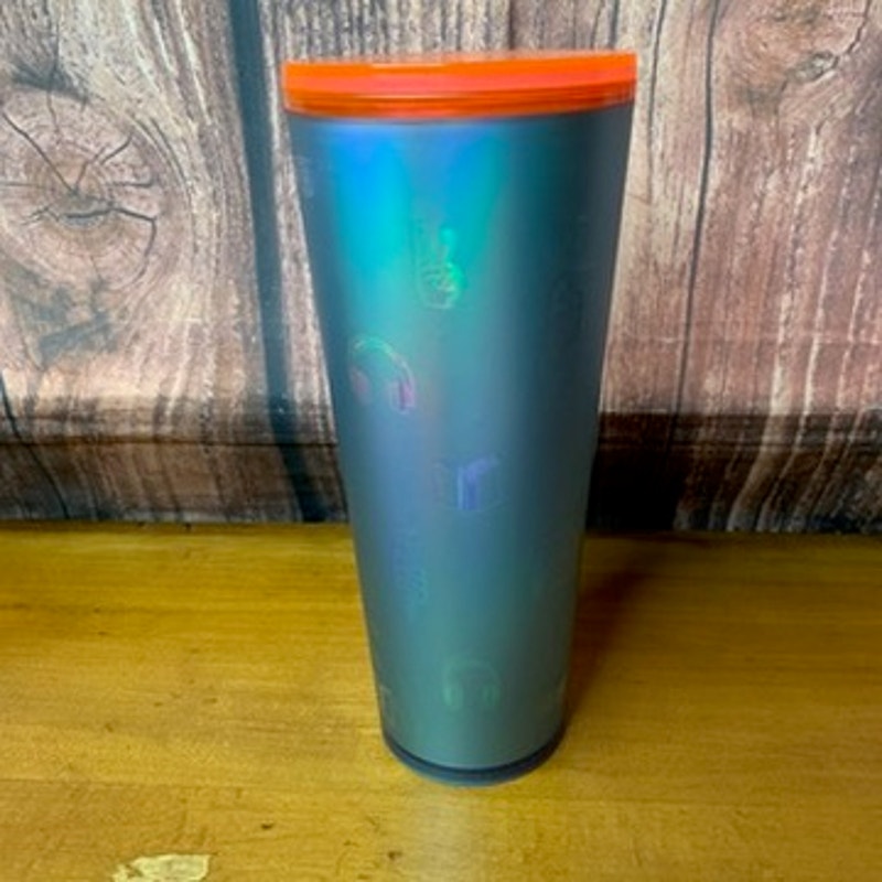 Starbucks Tumbler Icy Blue Soft Touch Emoji 24 fl oz w/ Lid NO STRAW