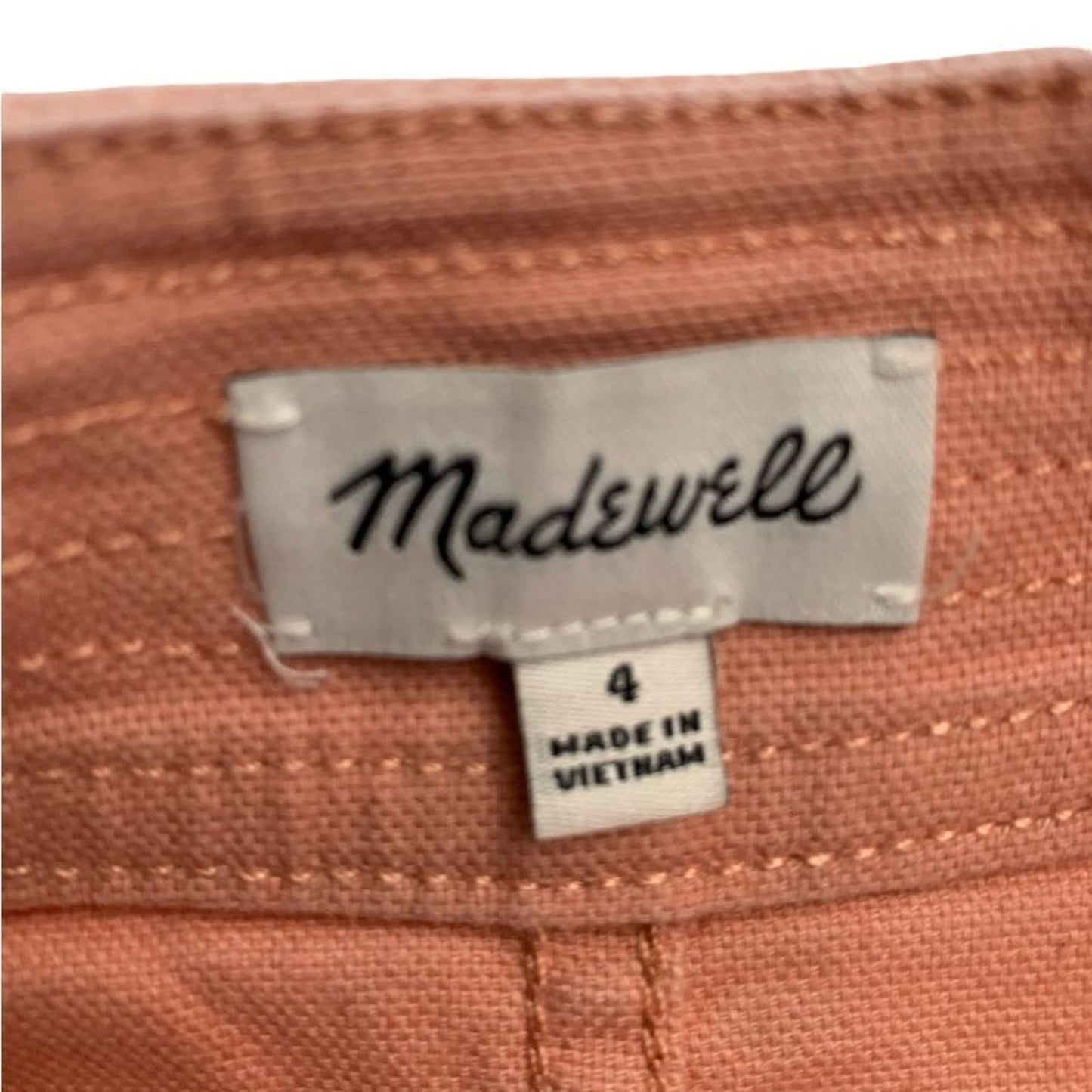 Madewell Peachy Pink A-line Zip Patch Pocket Frayed Hem Denim Mini Skirt, Size 4