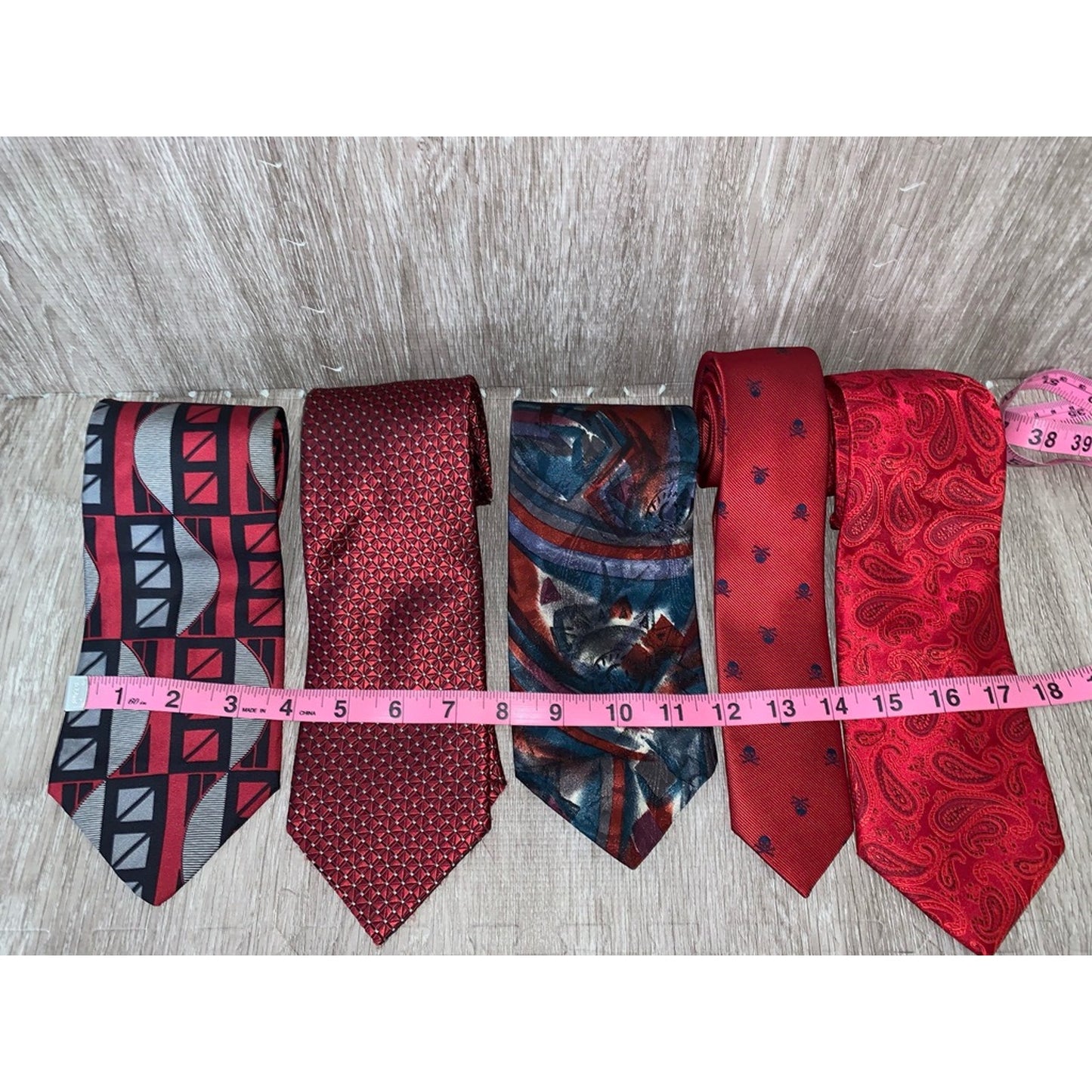 Vintage Silk Tie Collection Set of 5 Geometric Designer Men's Ties