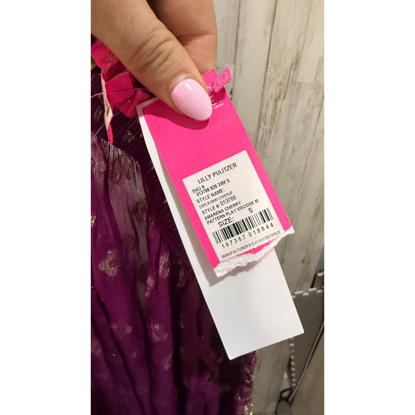 NWT Lilly Pulitzer Women's Dayla Off-Shoulder Maxi Cover-Up Small Amarena Cherry