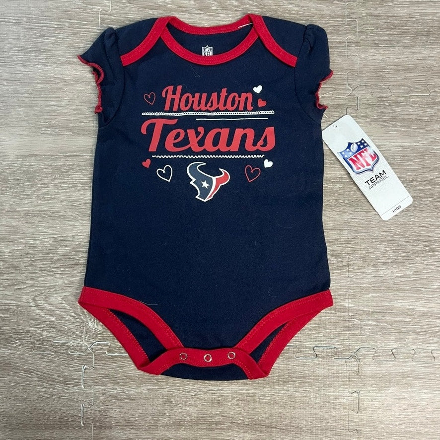 NWT Houston Texans Baby 3-Pack Bodysuit Set Multicolor NFL Apparel 6-9 Months