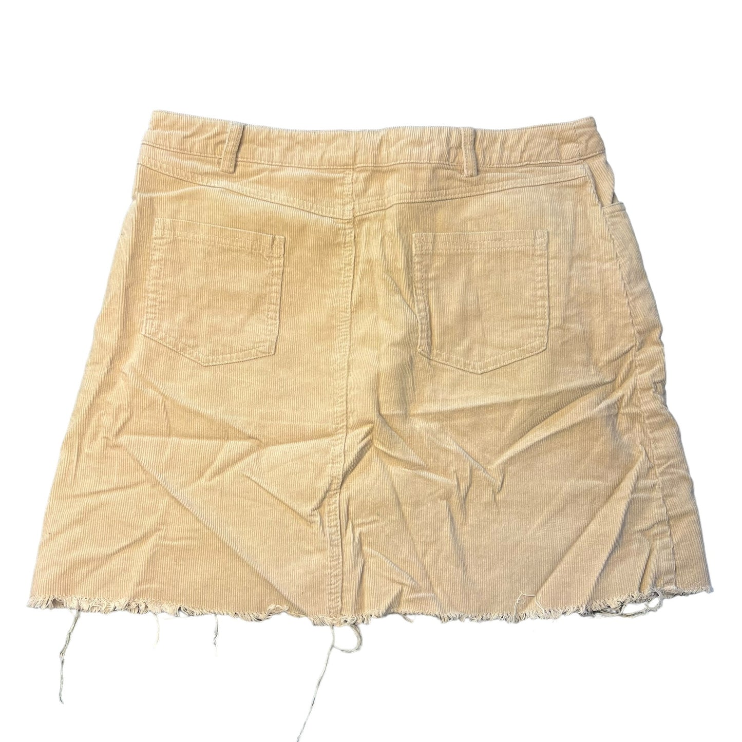 Altar'd State Women's Medium Tan/Beige Corduroy Frayed Hem Mini Skirt