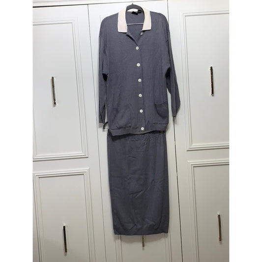 Lizsport Women's Lounge Set Gray Long Sleeve Size Large Casual Fall Outfit