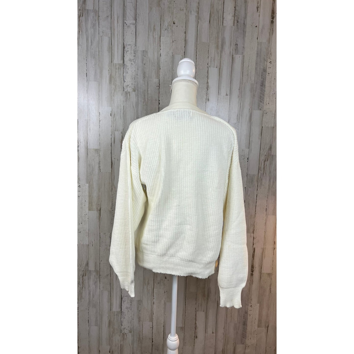 Vintage Aspetcuk Trading Co. Women's XL White V-Neck Knit Pullover Sweater