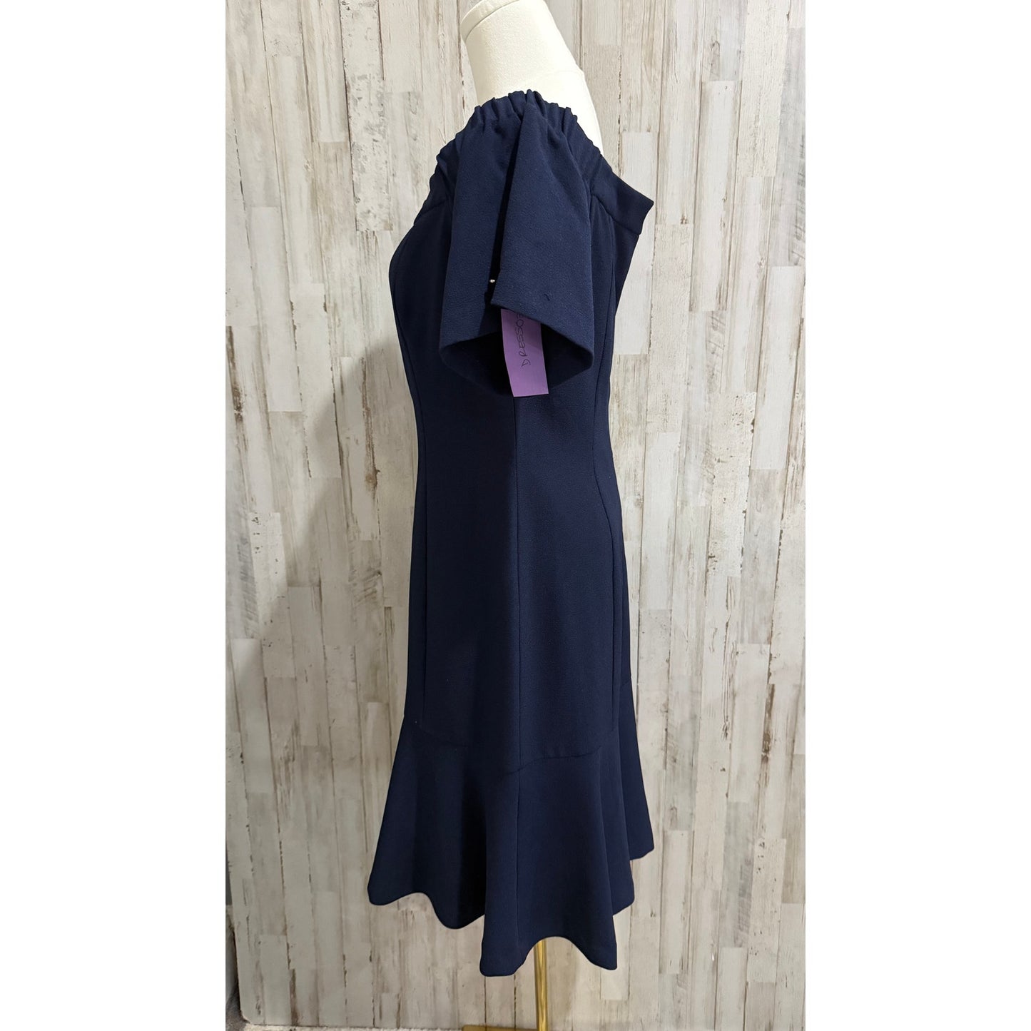 Vince Camuto Dress Womens Size 8 Navy Blue Off Shoulder Midi