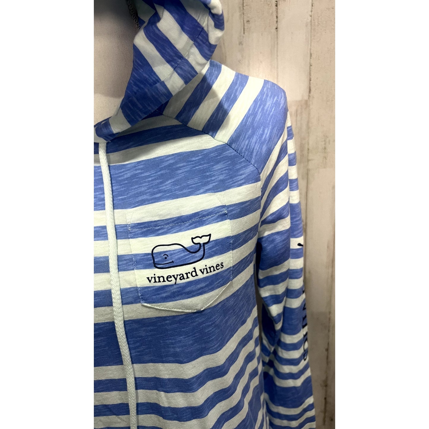 Vineyard Vines Women's XXS Blue Striped Hooded Cover-Up Shirt Dress