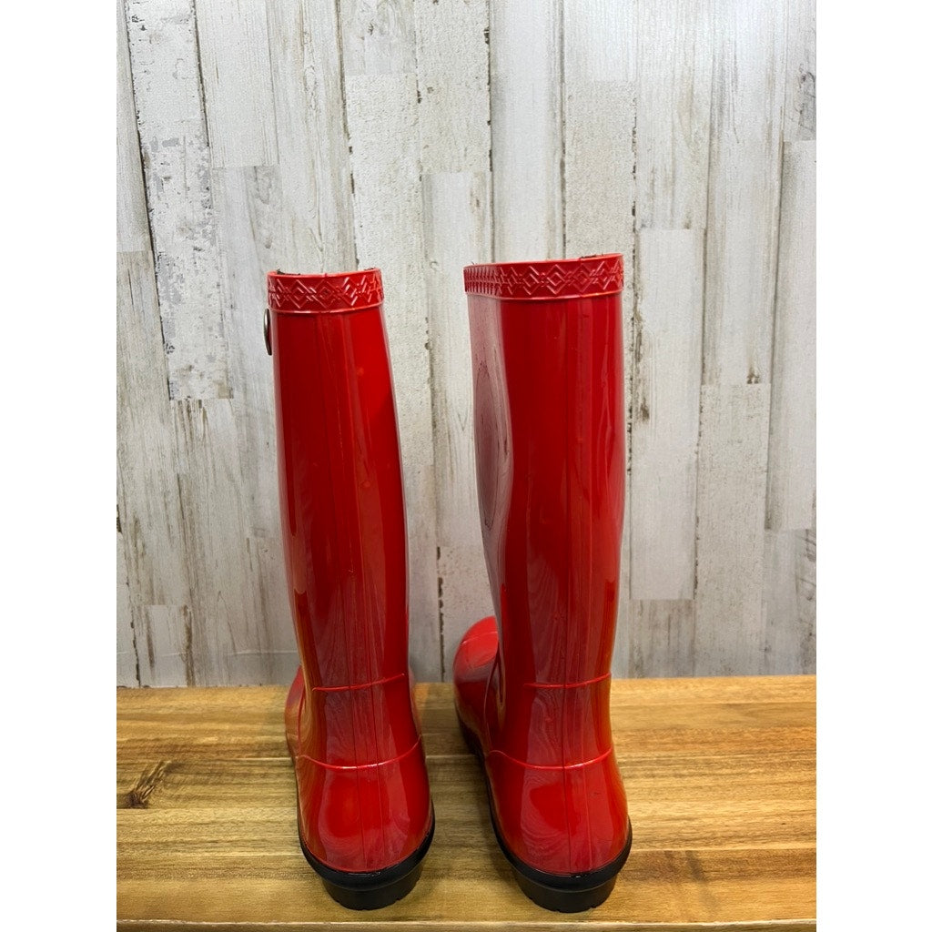 UGG Women's Red Glossy Shaye Rubber Rain Boots Size 9 Waterproof Knee High