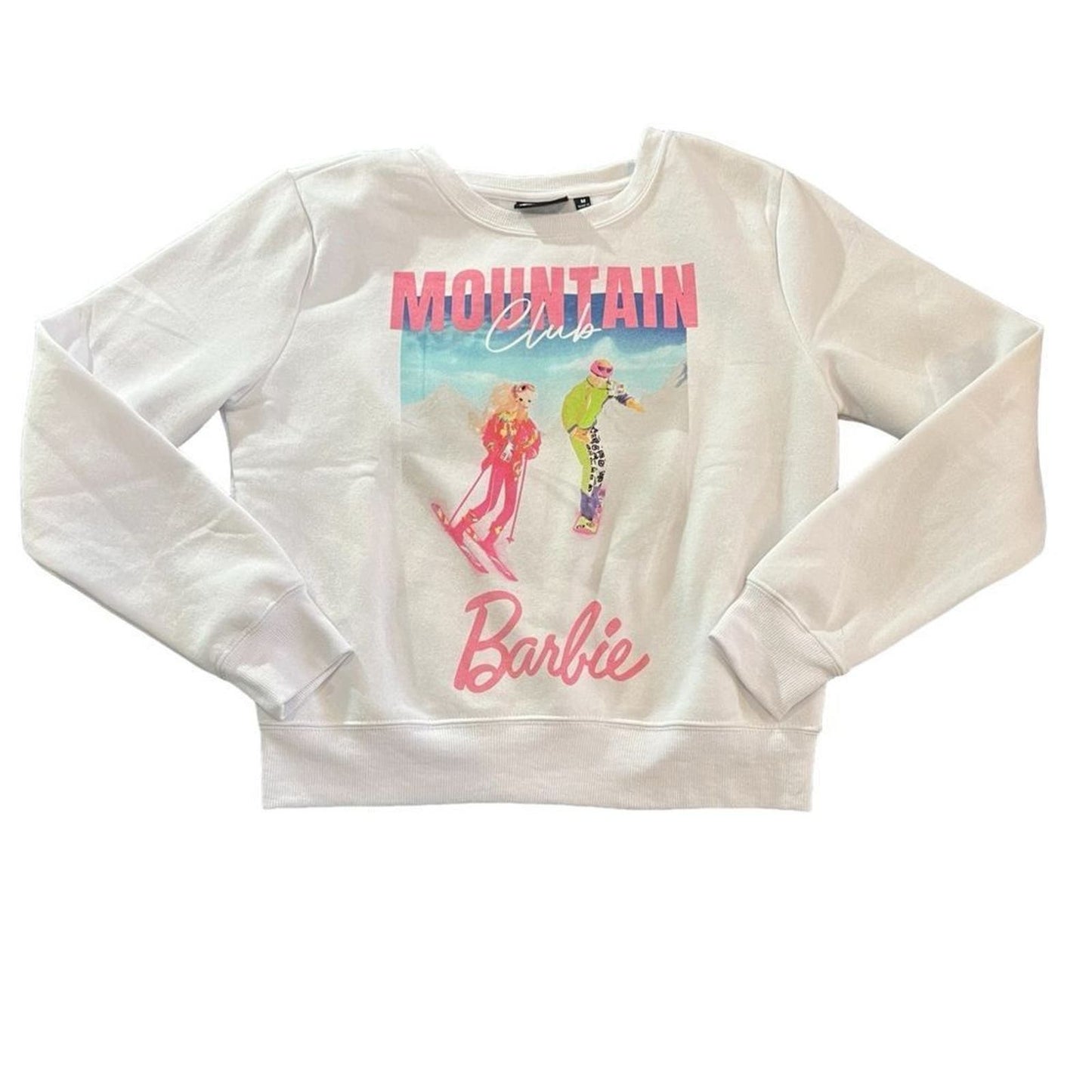 NWOT Barbie White " Mountain Club Barbie" Pullover Graphic Print Sweatshirt