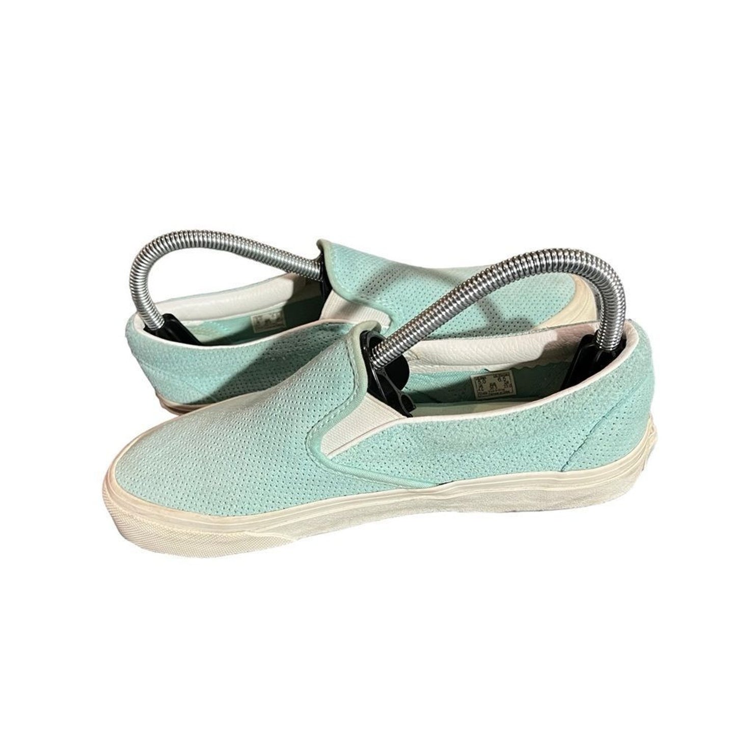 Vans Classic Slip-On Skate Shoes Mint Green Perforated Suede Size 5/6.5