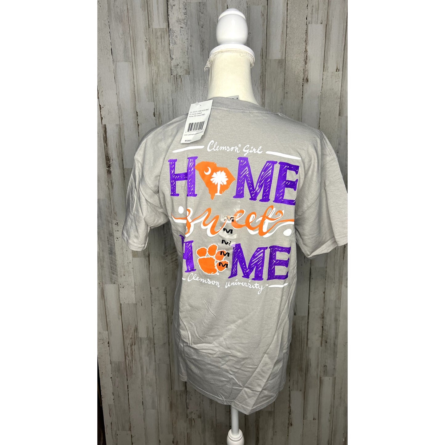 NWT Clemson Tigers Women's Size Medium Gray Home Sweet Home Short Sleeve T-Shirt