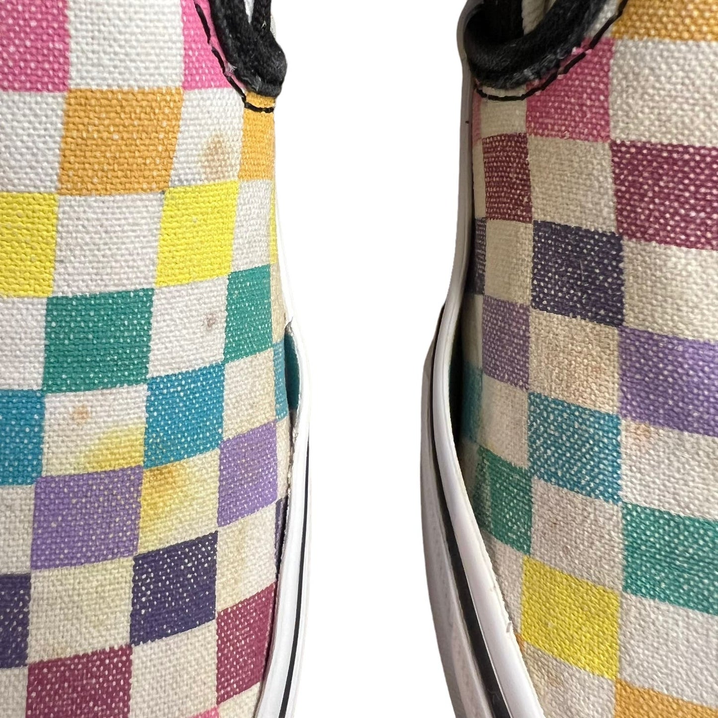 Vans Girl's Asher Party Rainbow Checkerboard Classic Slip-on Shoes - Missy 3.5