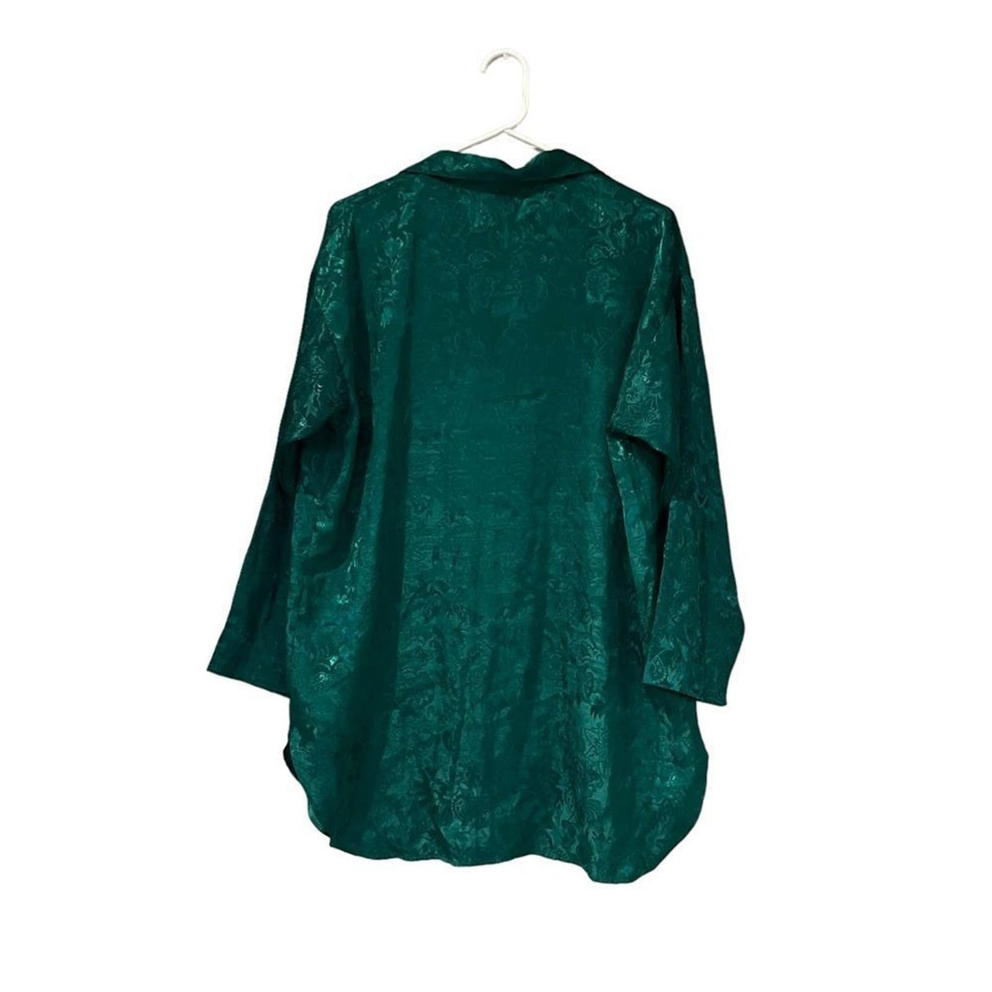 80s Victoria's Secret Jade Green Gold Label Lounge Top/Gown  - Small