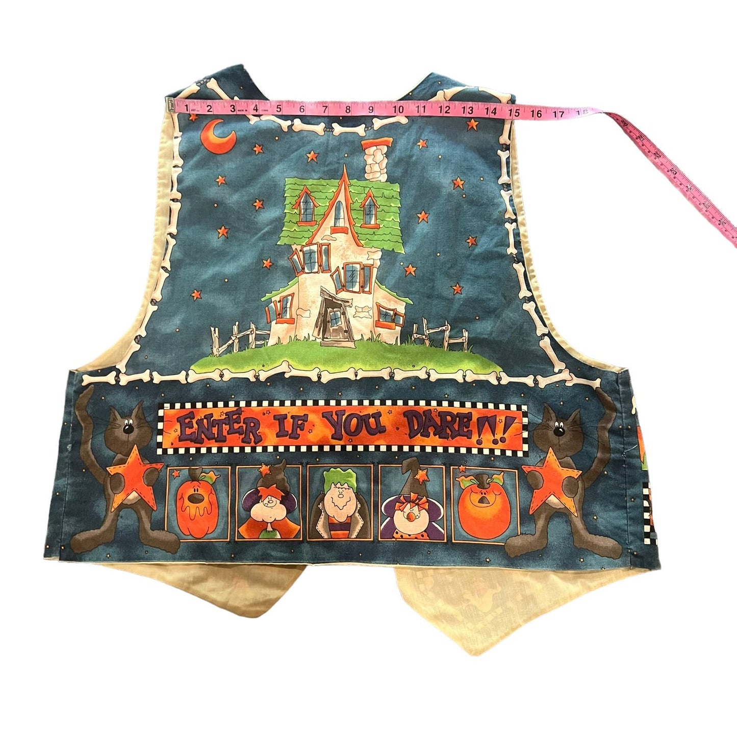 VINTAGE Women's Halloween Haunted House Reversible Quilted Handmade Vest Size XL