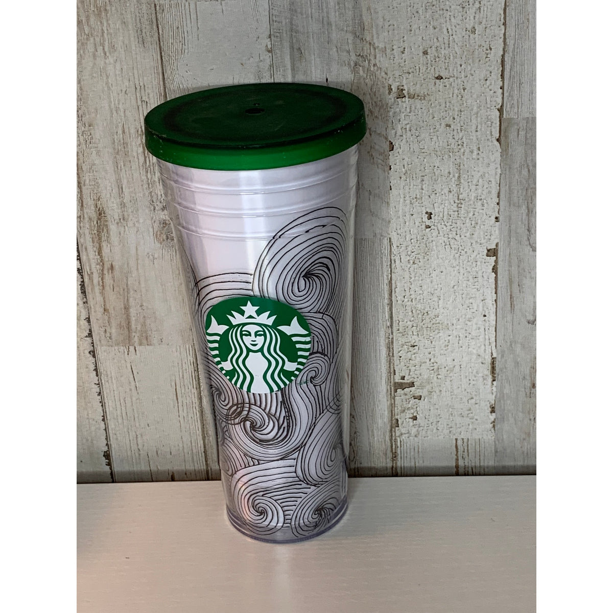 Starbucks 2012 Dot Collection Ink Waves Cold Cup Tumbler 24 oz Clear