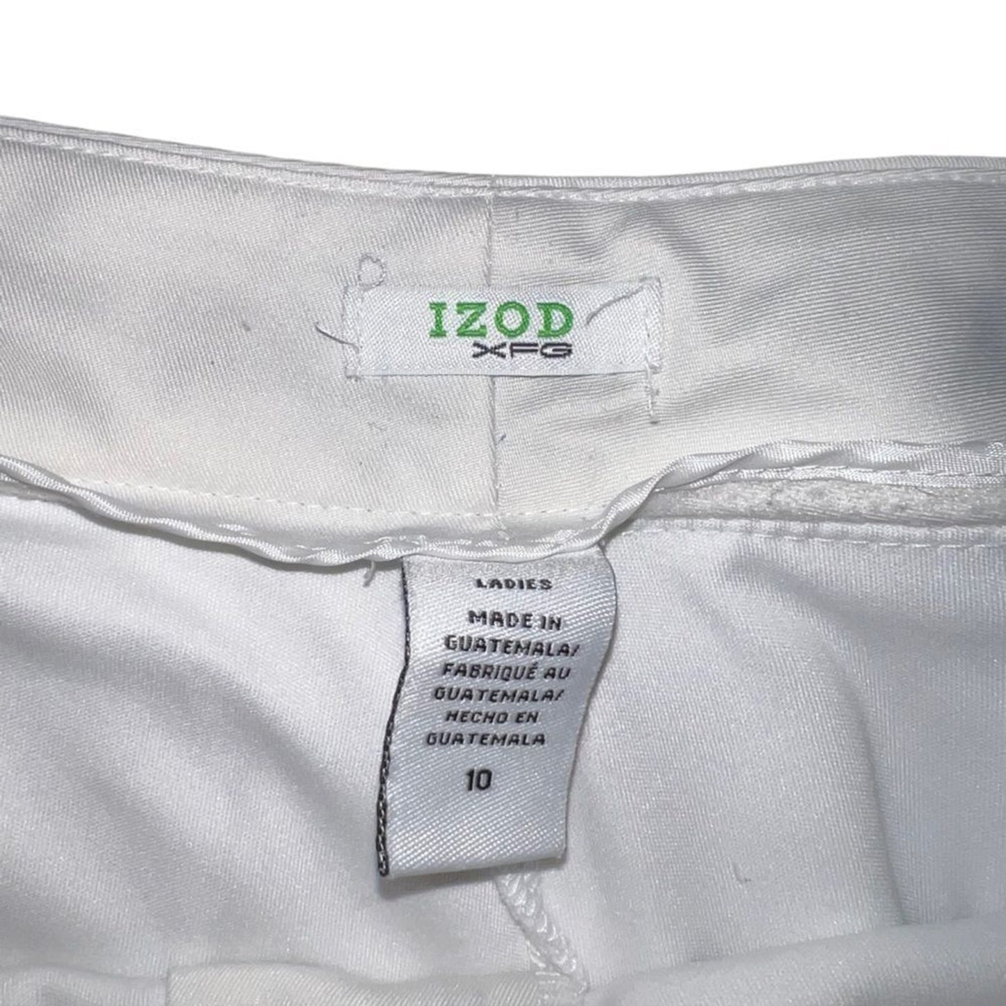 IZOD XFG Skort Womens Size 10 White Golf Knee Length Side Zip Pocket