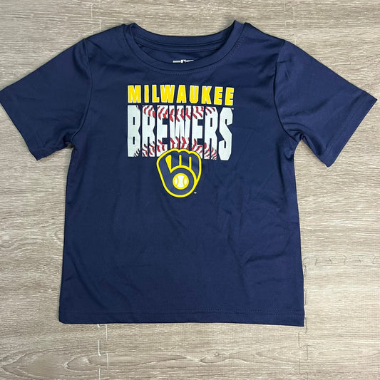 NWOT Milwaukee Brewers Youth T-Shirt Blue Kids Size 4T Team Logo Graphic Tee